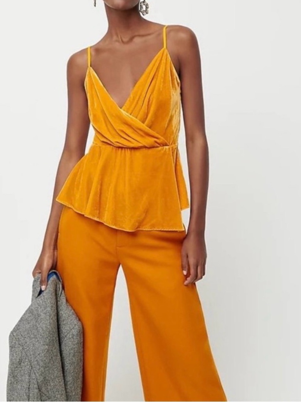 NWT J.Crew Hudson Mustard Velvet Wrap Cami Top